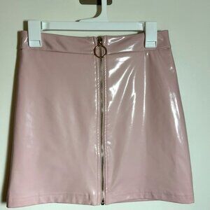 forever 21 pink pleather mini skirt